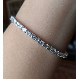 Sterling Silver Tennis Bracelet 4MM with Round Moissanite (Size: 6.5")